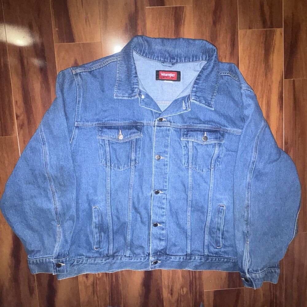 Wrangler Hero Denim Jacket Mens 4XL Blue Trucker Jean Jacket 100% Cotton 4X